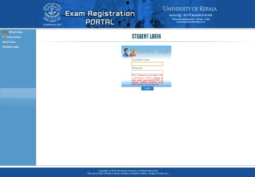 
                            2. Student Login - University of Kerala :: Online Exam Registration Portal