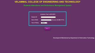 
                            8. Student Login - Velammal College of Engineering and Technology