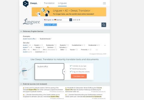 
                            9. student Office - German translation – Linguee