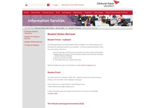 
                            2. Student Online Services - Edinburgh Napier Staff Intranet