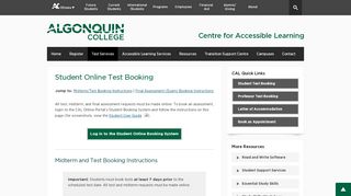 
                            2. Student Online Test Booking | Centre for ... - Algonquin College