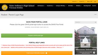 
                            7. Student / Parent Login Page - St. Anthony's High School