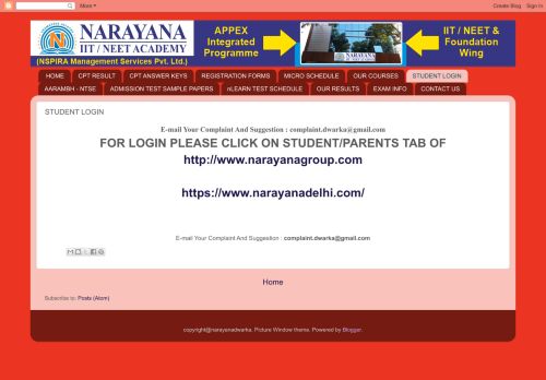 
                            5. student / parents login - narayana iit neet academy dwarka centre