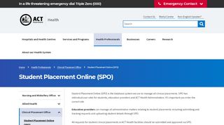 
                            8. Student Placements Online (SPO) | ACT Health