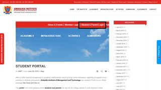 
                            6. Student Portal - Ambalika Institute of Management & Technology