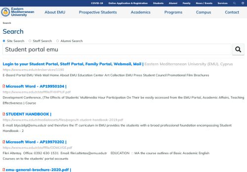 
                            8. Student portal emu | Search | Eastern Mediterranean University (EMU ...