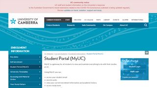 
                            9. Student Portal (MyUC) - University of Canberra