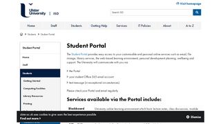 
                            1. Student Portal - Ulster University ISD