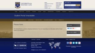 
                            10. Student Portal Unavailable - UWC