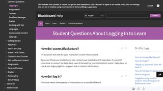 
                            2. Student Questions About Logging In to Learn | Blackboard Help