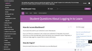 
                            5. Student Questions About Logging In to Learn | Blackboard ...