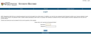 
                            4. Student Record - Login - Aberystwyth University