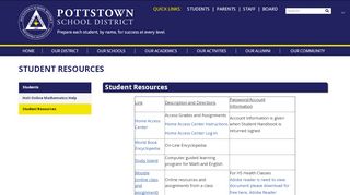 
                            11. Student Resources - Pottstown School District