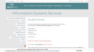 
                            2. Student Services - Student Portal | Information Systems ... - DCU