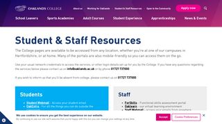 
                            9. Student & Staff Resources | Oaklands College