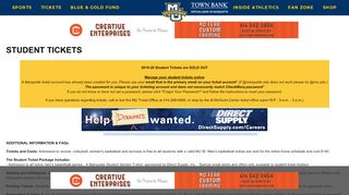 
                            8. STUDENT TICKETS - Marquette University Athletics