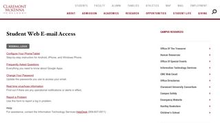 
                            7. Student Web E-mail Access | Claremont McKenna College