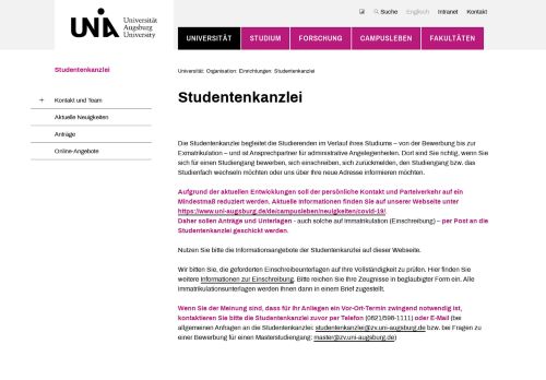 
                            7. Studentenkanzlei der Universität Augsburg