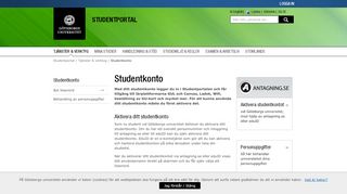 
                            8. Studentkonto – Studentportal - Göteborgs universitet – Studentportal