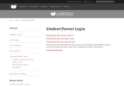 
                            12. Student/Parent Login | Schools of the Sacred Heart