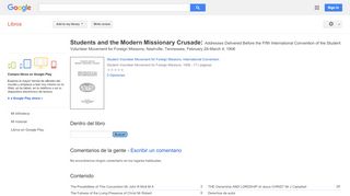 
                            8. Students and the Modern Missionary Crusade: Addresses Delivered ... - Resultado de Google Books