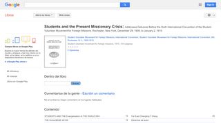 
                            4. Students and the Present Missionary Crisis: Addresses Delivered ... - Resultado de Google Books