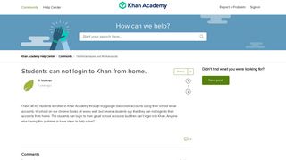 
                            11. Students can not login to Khan from home. - Khan Academy Help Center