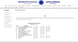 
                            2. Students details - Aryabhatta College | University of Delhi