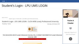 
                            3. Student's Login - LPU UMS LOGIN - CLICK HERE Lovely Professional ...