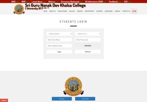 
                            7. Students Login - Sri Guru Nanak Dev Khalsa College