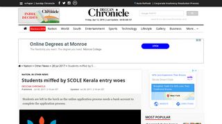 
                            10. Students miffed by SCOLE Kerala entry woes - Deccan Chronicle