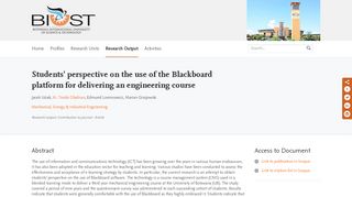 
                            13. Students' perspective on the use of the Blackboard platform for ...