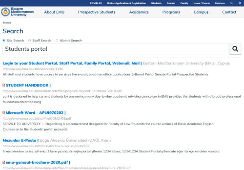 
                            6. Students portal | Search | Eastern Mediterranean University (EMU ...