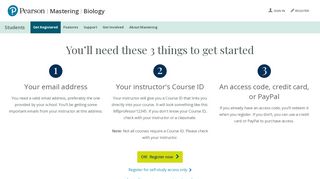 
                            3. Students, register for Mastering Biology - Pearson