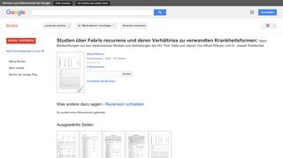 
                            7. Studien über Febris recurrens und deren Verhältniss zu verwandten ... - Google Books-Ergebnisseite