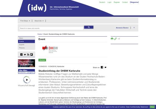 
                            13. Studieninfotag der DHBW Karlsruhe - Informationsdienst Wissenschaft