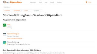 
                            4. StudienStiftungSaar - Saarland-Stipendium | myStipendium