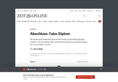 
                            12. Studieren: Abschluss: Fake-Diplom | ZEIT ONLINE - Die Zeit