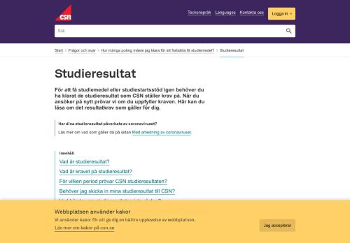 
                            3. Studieresultat - CSN