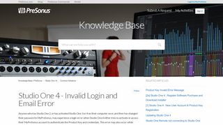
                            3. Studio One 4 - Invalid Login and Email Error – Knowledge Base ...
