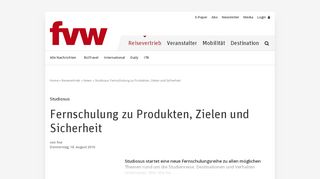 
                            10. Studiosus: Fernschulung zu Produkten, Zielen und Sicherheit - fvw