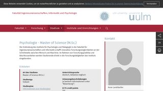 
                            4. Studium Master Psychologie - Universität Ulm