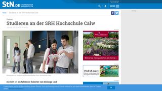 
                            10. Studium: Studieren an der SRH Hochschule Calw - News - Stuttgarter ...