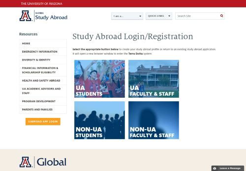 
                            9. Study Abroad Login / Register | UA Global