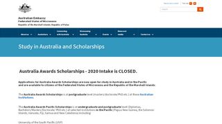 
                            7. Study in Australia and Scholarships - Australian Embassy - Pohnpei