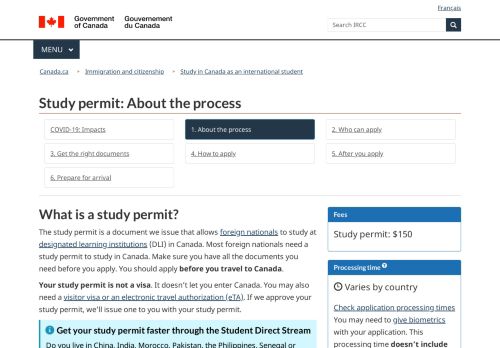 
                            3. Study permit: About the process - Canada.ca