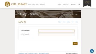 
                            2. Study Rooms - Login - ZSR Library