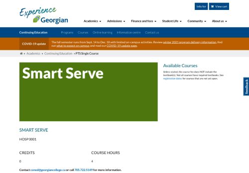 
                            9. Study Smart Serve part-time in Barrie at Georgian College