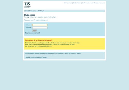 
                            12. Study space - Login - University of Sussex