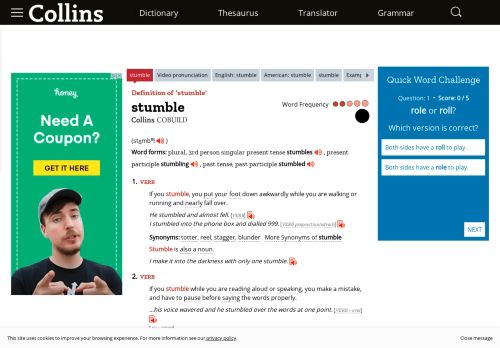 
                            4. Stumble definition and meaning | Collins English Dictionary